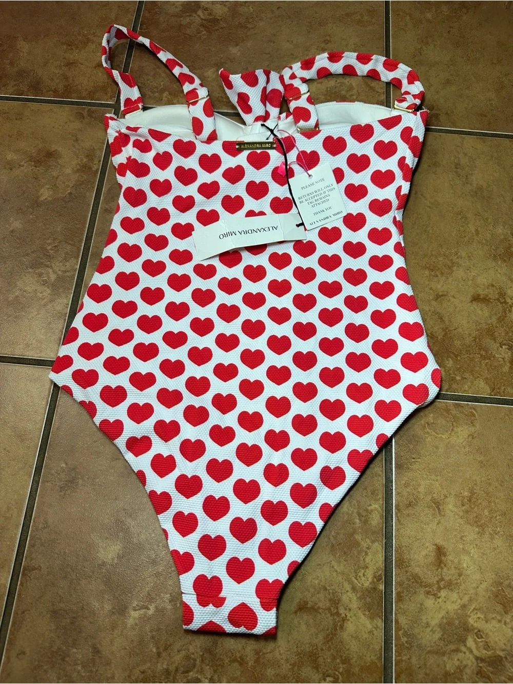 NWT Alexandra Miro Clara Heart Print One-Piece Swimsuit - M